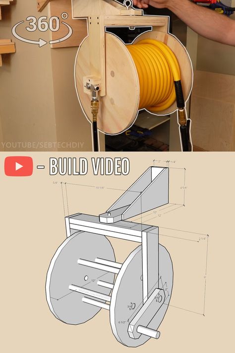 Plywood Diy, Air Hose Reel, Workshop Plans, Tool Storage Diy, Diy Garage Storage, Diy Wooden Projects, Wood Shop Projects, Workshop Organization, Hose Reel