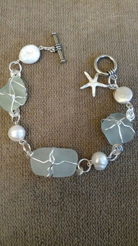 Sea Glass Jewellery Diy, Seaglass Bracelet Diy, Wire Wrapped Seaglass Jewelry, Seaglass Bracelets, Seaglass Necklaces, Sea Glass Jewelry Diy, Sea Glass Crafts Jewellery, Seaglass Ideas, Seaglass Jewellery