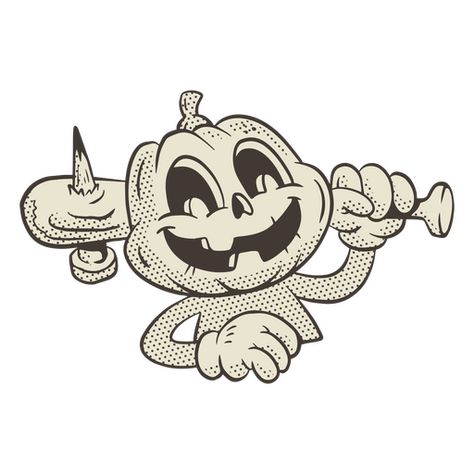 Pumpkin monster retro cartoon PNG Design Retro Halloween Cartoon, Rubber Hose Character, Retro Illustration Graphics, Vintage Cartoon Aesthetic, Cereal Cartoon, Monsters Tattoo, 1950s Cartoon, Pumpkin Illustration Halloween, Retro Cartoon Characters