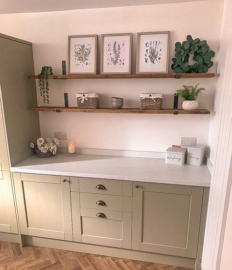 Rustic Kitchen Shelves, Pantry Laundry, Kitchen Shelf Decor, Georgian House, Room Shelves, Rustic Shelves, Kitchen Shelves, Open Plan Kitchen, Kitchen Pantry