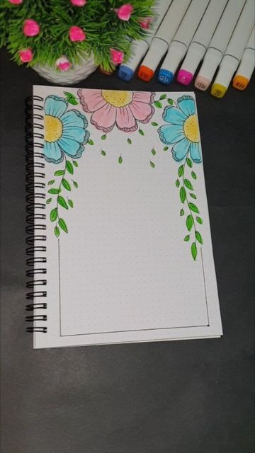 Designs For Project Front Page, Butterfly Front Page Design, First Page Decoration Ideas For Notebook, Simple Design For Projects On Paper, Cover Page Ideas Project Creative, Aesthetic Border Designs For Projects, Side Designs For Project Work, Notebook Design Ideas Pages, Notebook Drawing Ideas