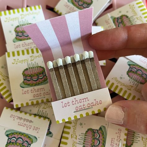 Adorable matchbook perfect for your bestie’s birthday! Add some flair when you light those candles 🎂 Made in the USA (by hand in our studio!) 20 matches per book Match stems are made from 100% recycled paperboard Due to postal safety regulations, this product can only ship via ground service to addresses within the contiguous United States. Wedding Favor Matches Display, Cool Wedding Favors, Matchbooks Wedding, Matchbox Design, Custom Matchbooks, Match Books, Match Book, Party Favors For Adults, Personalized Matches