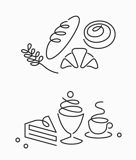 Food Minimalist Drawing, One Line Drawing Food, Food Line Art, Drawing Line Art, Wire Knitting, Creative Logo Design, Minimalist Drawing, 카드 디자인, Continuous Line Drawing