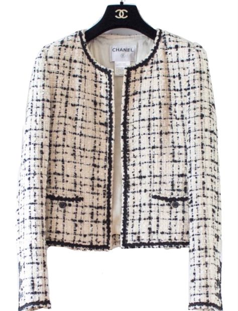 Chanel Blazer, Chanel Style Jacket, Chanel Tweed Jacket, Chanel Black And White, Black And White Jacket, Chanel Tweed, Chanel Jacket, Chanel Inspired, Embellished Jacket