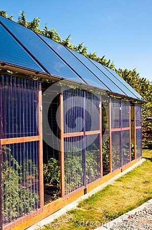 Eco Glass House With Solar Panels Stock Photo - Image: 73319843 Backyard Benches, Solar Panels Architecture, Solar Pergola, Solar Panels Design, Free Solar Panels, Solar Energy Design, Solar Greenhouse, Solar Panel Mounts, Diy Solar Panel