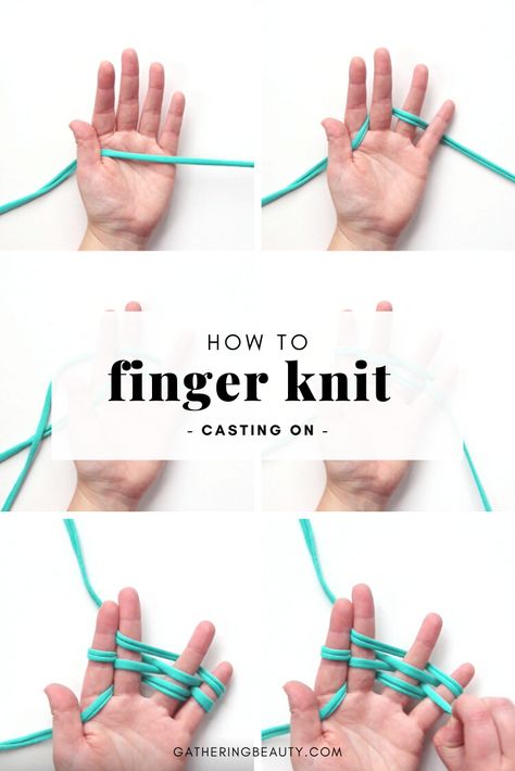 Finger Knitting Projects, Finger Knit, Finger Weaving, Finger Crochet, French Knitting, Casting On, Beginner Knitting Projects, Start Knitting, Finger Knitting