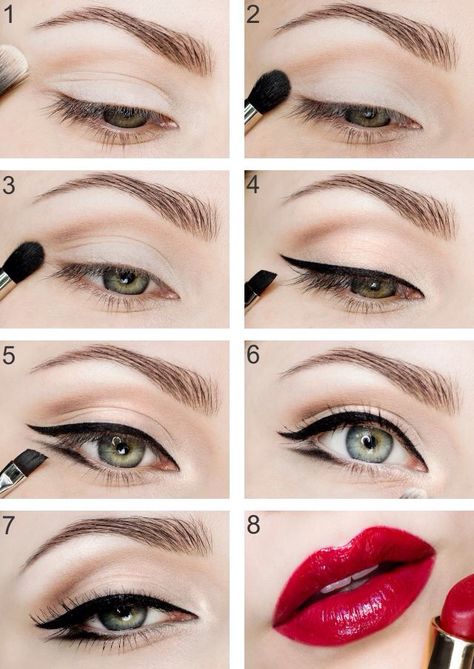 Marilyn Monroe inspired makeup Red And Black Eye Makeup, Maquillage Pin Up, Marilyn Monroe Makeup, Winter Make Up, Disney Princess Makeup, Lidded Eyes, 50s Makeup, Black Eye Makeup, Princess Makeup