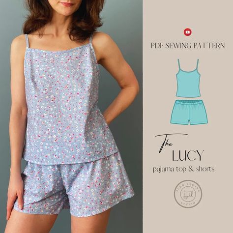 Pajama Set PDF Sewing Pattern Sleepwear Top & Shorts Nightwear Pyjamas Women PJ Set Pattern Clear Sewing Instructions Video Tutorial - Etsy Pajamas Shorts Pattern, Sleepwear Women Nightwear, Minimalist Wardrobe Essentials, Pajama Pattern, Sewing Instructions, Set Patterns, Womens Sewing Patterns, Diy Sewing Clothes, Fashion Sewing Pattern