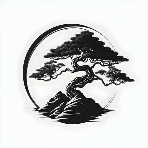 Art Tattoo Sketch, Bonsai Tattoo, Tato Geisha, Tree Tattoo Black, Tree Tattoo Art, Japan Tree, Tekken Wallpaper, Bonsai Tree Tattoos, Sketch Black And White