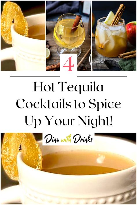 Collage of 4 hot tequila cocktails.