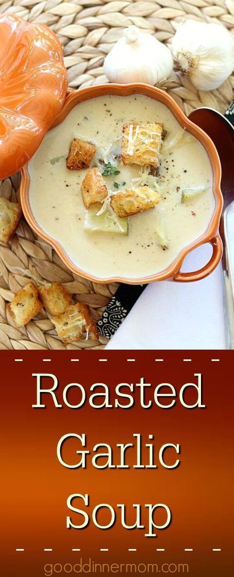 Essen, Roasted Garlic Soup, Crispy Prosciutto, Garlic Soup, Parmesan Crisps, Garlic Recipes, Roasted Garlic, Chili Recipes, Prosciutto