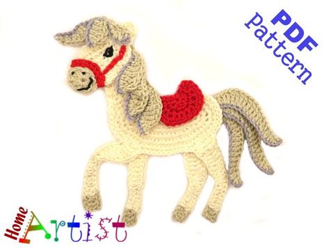 Horse Applique, Art Au Crochet, Crochet Horse, Pony Horse, Crochet Design Pattern, Thick Yarn, Animal Embroidery, Applique Pattern, Cute Horses