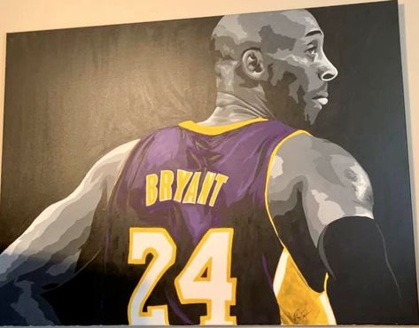 Painting of Kobe Bryant, RIP Kobe Bryant Painting Easy, Rappers Painting, Kobe Portrait, Kobe Painting, Rapper Paintings, Kobe Bryant Drawing, Kobe Bryant Painting, Jacob Tattoo, Kobe Bryant Rip