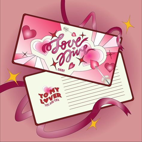 Creative Output Ideas, Valentines Pubmat, Cupids Club, Postcard Design Ideas, Illustration Design Ideas, Cupid Illustration, Typography Postcard, Ive Love Dive, Pubmat Ideas