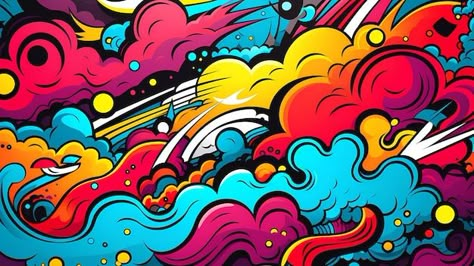 Crazy Backgrounds, Cyberpunk Inspiration, Printer Design, Pop Art Background, Pop Art Patterns, 3d Printer Designs, Comics Illustration, Graffiti Designs, Pop Art Wallpaper