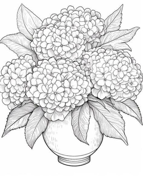 Flowers In Vase Drawing Pencil, Vase Flower Drawing, Vase With Flowers Drawing, Flower Outline Art, Flower Vase Drawing, Flowers Coloring Pages, Tactile Art, Vase With Flowers, Flower Line Drawings