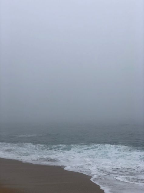 #sea #fog #beach #landscape #summer Foggy Sea Aesthetic, Misty Beach Aesthetic, Cold Summer Aesthetic, Foggy Beach Aesthetic, Cold Beach Aesthetic, Foggy Ocean, Misty Beach, Misty Ocean, Fog Aesthetic