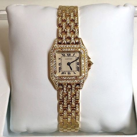 Cartier Watch With Diamonds, Cartier Female Watch, Womens Cartier Watch, Cartier Watches Women Diamonds, Luxury Bracelet Women, Luxury Watch For Women, Rectangle Gold Watch, Luxury Watch Women, Gold Diamond Watches Women