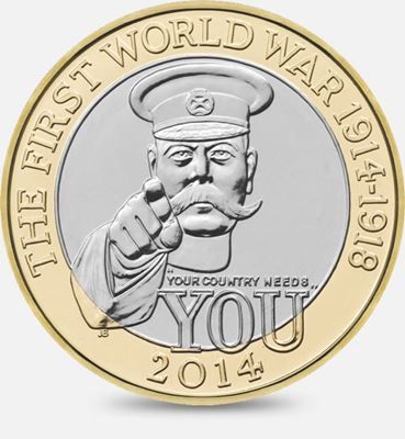 Best Circulating Coin Winner: Great Britain's Lord Kitchener two pound bi-metallic coin Lord Kitchener, Rare British Coins, One Pound Coin, Recruitment Poster, Royal Mint, Coin Design, King James Bible, Commemorative Coins, 100th Anniversary