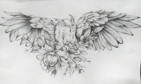 Owl Chest Tattoo Female, Rhianna Tattoos, Chest Tattoo Birds, Mgk Tattoos, Owl Tattoo Chest, Darkside Tattoo, Aztec Tattoos Sleeve, Alas Tattoo, Tummy Tattoo