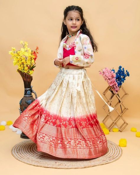 🌟 New Launch: Exquisite Lehenga-Choli & Jacket! 🌟 Elevate your little one's festive wardrobe with our beautifully stitched lehenga-choli and jacket, designed for marriage and festival seasons. This collection combines elegance and tradition, ensuring they look stunning and feel special at every celebration. ✨ #KidsLehenga #FestivalFashion #MarriageReady #ElegantJacket #TraditionalStyle #FestiveAttire #CharmingDesigns #SpecialOccasions #WeAreEffortlessly (All Size Customisation Available A... Kids Lahenga Ideas, Kids Chaniya Choli Designs, Kids Ghagra Choli Design, Lehnga Choli For Girls Kids, Jacket Lehenga, Kids Lehenga Choli, Kids Lehenga, Elegant Jacket, Stylish Party Dresses