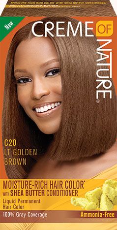 Experience Creme of Nature® Moisture-Rich Hair Color, with Ultra-Moisturizing Mango & Shea Butter Conditioner, for multi-dimensional color with radiant shine. Ammonia Free. 100% Grey Coverage. Liquid Permanent Hair Color for rich long-lasting color with shine. YOUR COLOR RESULT C20 Light Golden Brown LEARN MOREWHERE TO BUY Submit your reviewName: Email: Rating: 12345Review:   Check this … Creme Of Nature Hair Color, Hair Color Golden Brown, Nature Hair Color, Golden Brown Hair Dye, Hair Color Golden, Golden Copper Hair, Copper Hair Dye, Light Brown Hair Dye, Rich Hair Color