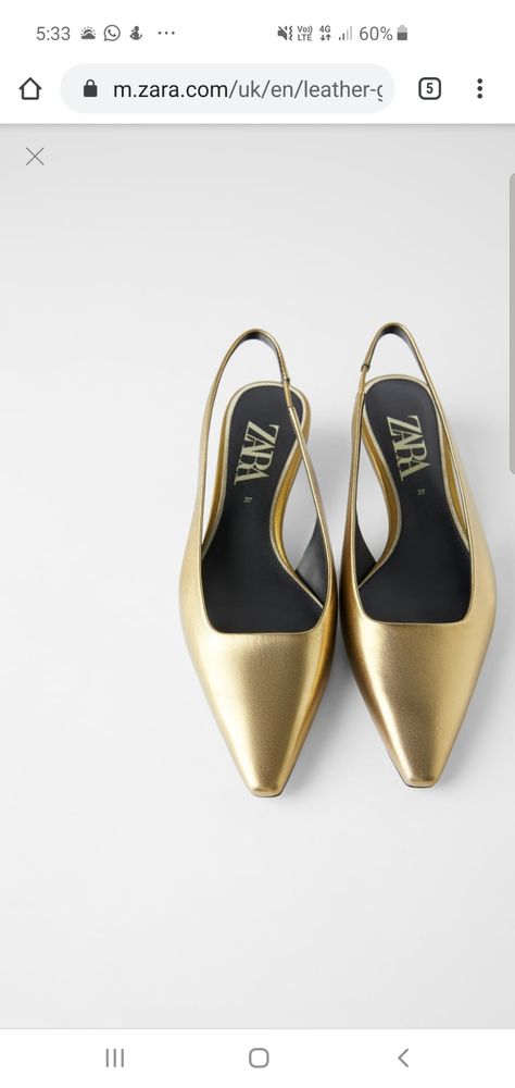 Gold Kitten Heels, Golden Shoes, Zara Gold, Heels Gold, Zara Leather, Gold Collection, Sling Backs, Declutter, Perfect Place