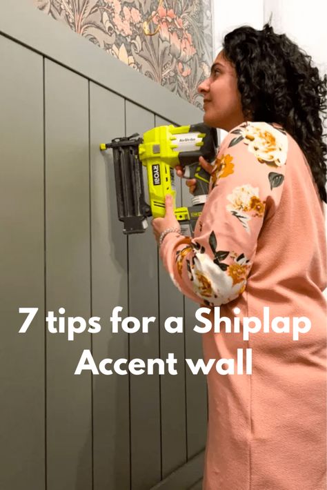 Shiplap Bathroom Accent Wall - Hana's Happy Home Farmhouse Bedroom Shiplap Wall, Accent Wall With Shiplap, Shiplap On Bottom Half Of Wall, Small Bathroom Shiplap Accent Wall, Bathroom Wall Update, Wooden Accent Wall Bathroom, Horizontal Shiplap Bathroom, Half Bath Shiplap Wall, Small Bathroom Shiplap Walls