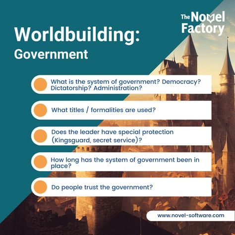 Government is more than stuffy bureaucrats in far-off places. 👑 The way societies organise themselves impacts a fantasy world from top to bottom. How does the government operate in the areas your characters are from? Do they have much interaction with the institutions? How do they feel about their government? 🤔 What’s the real difference between a benevolent ruler and a despotic tyrant? Types Of Government, World Building Government Types, Forms Of Government, Different Types Of Government, Government Infographic, Love List, Writing Help, Novel Writing, Creative Writing