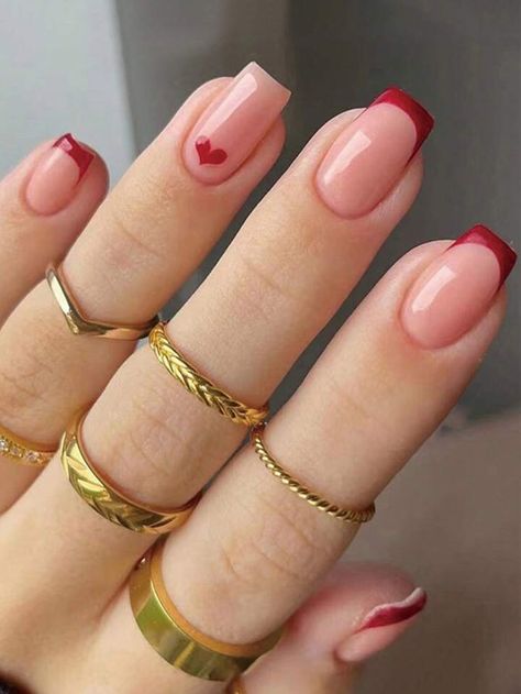 Short Nail Art Designs Simple, Nails Design Square Short, Nice Simple Nails, Simple Nail Ideas Short Square Summer, Nails Square Short Design, Nails Ideas Square Short, Pink Nails Inspo Short, Red Nails Square Short, Pink And Red Nails Short