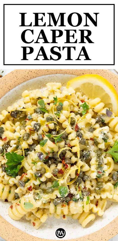 Pasta With Olives And Capers, Lemon Vegetable Pasta, Lemon Piccata Pasta, Lemon Caper Pasta Salad, Capers Pasta Salad, Caper Pasta Recipes, Elegant Pasta Dishes, Pasta Mozzarella Recipes, Lemon Capellini Pasta