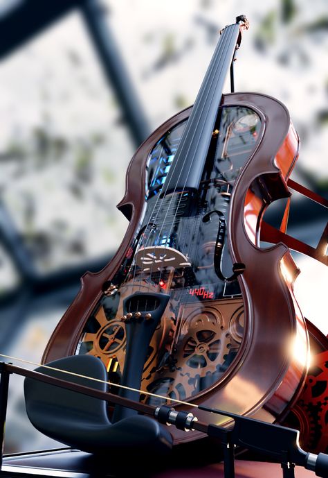 ArtStation - Steampunk Violin, Evandro Ferreira Steampunk Instruments, Cool Violins, Doflamingo Wallpaper, Violin Instrument, Violin Art, Violin Design, Instruments Art, Violin Players, Art Steampunk