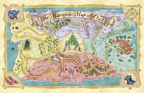 Fantasy Posters, Land Of Oz, The Wizard Of Oz, Lewis Carroll, Canvas Print Display, Trends International, The Wizard, Illustrated Map, Map Wall