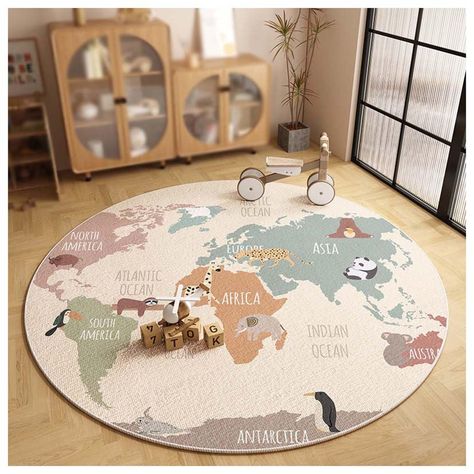 Around The World Map Kids Play Area Cotton Bottom Round Carpet(B,60cm/24in/1.9ft) : Amazon.ca: Home World Map Rug, Dinosaur Rug, Map Rug, Sport Decor, Coffee Table Mat, Round Carpet, Play Area, Round Rugs, Kid Room Decor