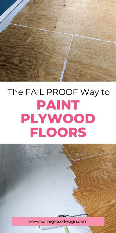 Learn how to paint a plywood floor. This budget friendly tutorial walks you through painting a subfloor so that it looks good. Stained Plywood Floors, Plywood Flooring Diy, Paint Plywood, Painted Osb, Painting Plywood, Painted Plywood Floors, Diy Painted Floors, Plywood Floors, Plywood Subfloor