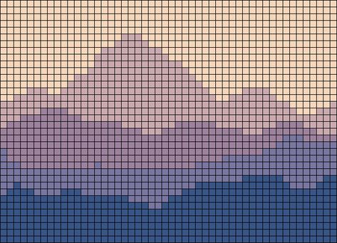 Crochet Alpha Pattern Landscape, Alpha Pattern Mountain, Pixel Art Quilt, Crochet Graph Patterns Aesthetic, Alpha Pattern Simple, Pixel Mountain, Mountain Blanket, Woodland Blanket, Sunset Hill