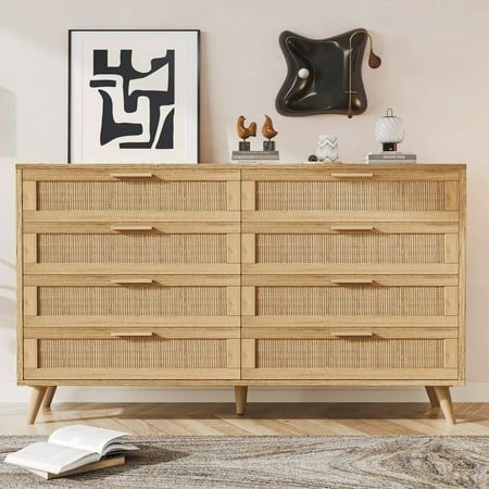 This dresser features Universal design to match any room, can be used as kids bedroom dresser. Its ample storage space and sorting function make it perfectly match your cloakroom, and you can transform your dresser organizer into a multipurpose clothing storage station. If you need a coffee bar, it can be coffee bar. If you need a TV stand, so it can also be a TV stand, it's also a buffet cabinet, an entryway cabinet, the natural dresser for the bedroom will be a perfect choice. Specification: C Eclectic Dresser, Multipurpose Clothing, Natural Dresser, Dressers Modern, Bedroom Rattan, Chest For Bedroom, Closet Living Room, Rattan Dresser, Dresser Organizer