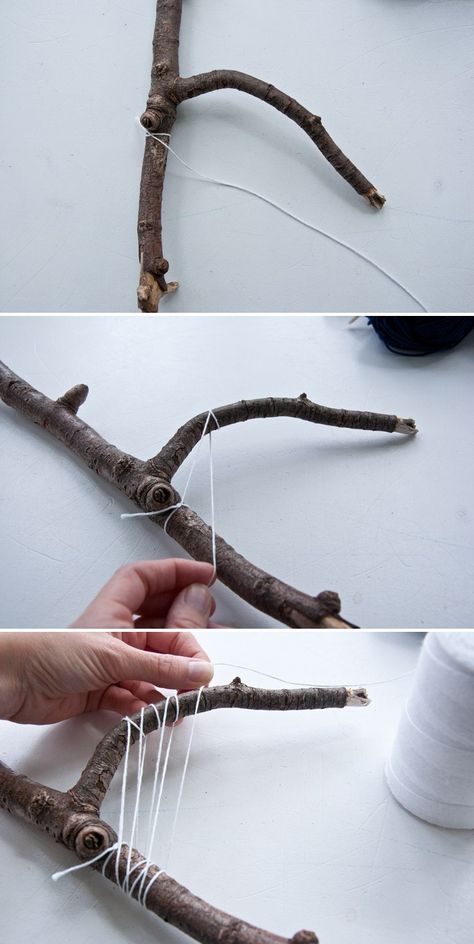 How to Make Your Own Stick Weave                                                                                                                                                      Más Stick Weaving, فن النسيج, Weaving Loom Projects, Weave Hair, Weaving Tutorial, Stick Art, Diy Weaving, Weaving Projects, Nature Crafts