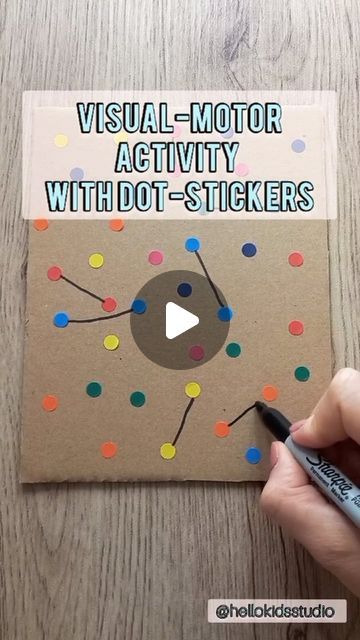 Eszter | hellokidsstudio on Instagram: "Visual-motor activity with dot-stickers  Are you looking for a quick and easy fine motor or visual motor activity idea?  If you have some dot-stickers this activity will be your favorite.  All you need is for this activity is some colour dot-stickers, a piece of cardboard and a pencil or pen.  Stick some dot-stickers on the cardboard and show and then encouraging your little ones to connect the dots.   💡This activity is perfect to work on eye-hand coordination, visual scanning, visual attention, fine motor skills, and more.   #playathome #eyfsideas #everydayinvitationtoplay #playtips #simplicityparenting #childdevelopment #letthembelittle #waterplayideas #peacefulplay #outdoorlearning #inviationtoplay #creativeplayideas #playbasedlearning  #earlyedu Easy Connect The Dots, Dot Sticker Activities, Perceptual Activities, Visual Motor Activities, Visual Perceptual Activities, Motor Planning, Dot Stickers, Playbased Learning, Instagram Visual