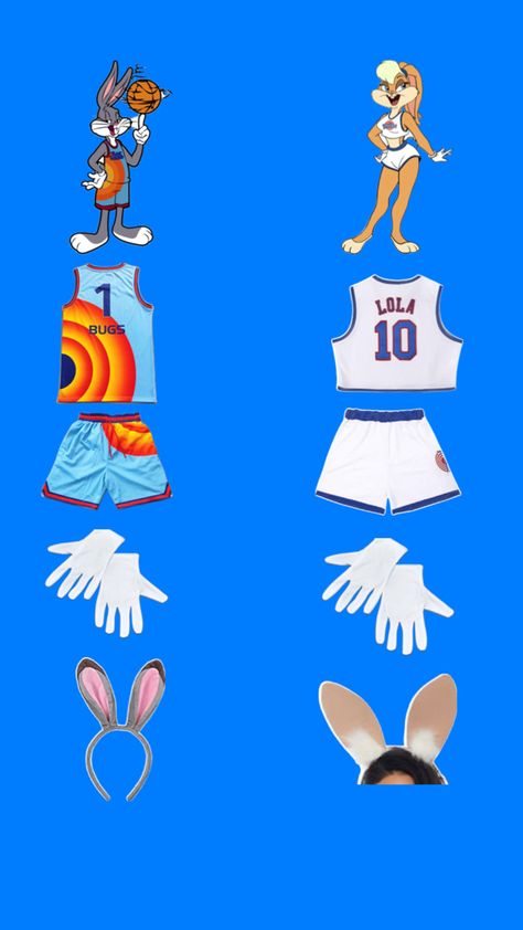 Lola and bugs bunny from space jam Lola And Bugs Halloween Costume, Lola Bunny Costume Aesthetic, Halloween Costumes Lola Bunny, Lola Space Jam Costume, Lola Bunny And Bugs Bunny Costume, Bugs Bunny And Lola Costume, Lola Bunny Makeup, Lola Bunny Halloween Costume, Bugs And Lola Costume