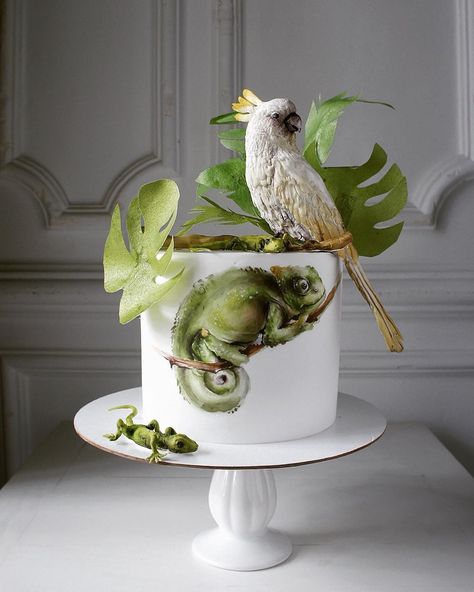 Elena Gnut, Fantasy Cake, Jungle Cake, Bird Cakes, Animal Cakes, Summer Cakes, Crazy Cakes, Painted Cakes, Dessert Decoration