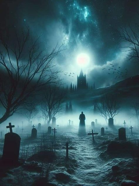 Ghost Images Photography, Grave Yard Aesthetic, Creepy Landscapes, Scary Scenery, Graveyard Wallpaper, Gothic Cemetery, Gothic Graveyard, Graveyard Tattoo, Gothic Landscape