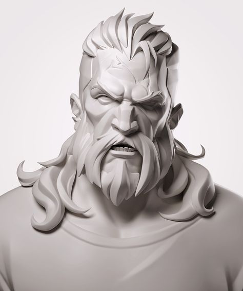 "Stylized head practice" by Junsheng Xu Stylized Male Character, Planar Head, Stylized Head, Model Anatomy, Head Practice, Learn Design, Zbrush Character, 3d Portrait, Cat Game