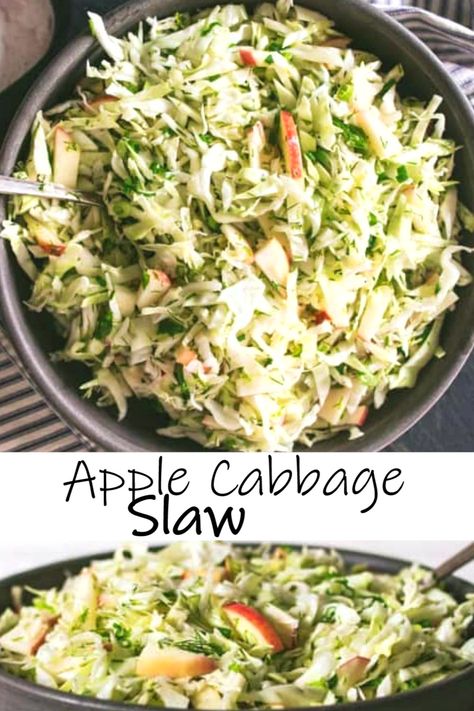 Essen, Vinegar Slaw Recipe, Apples And Cabbage Recipe, Apple Cabbage Slaw, Slaw For Tacos, Apple Cabbage, Napa Cabbage Slaw, Slaw For Fish Tacos, Cabbage Slaw Recipes