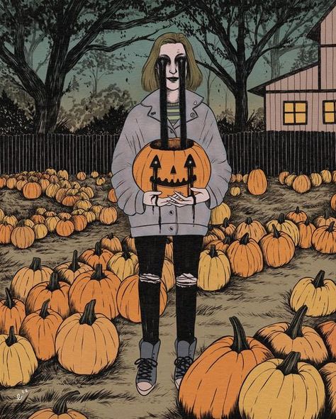 Ally Burke on Instagram: "don’t go in the pumpkin patch prints are almost gone, there are just three 11x14 left. i will restock these one day but not before this halloween." Cup Of Stars, Creepy Kids, Horror Vintage, Kids Singing, Celtic Culture, Green Photo, Vintage Halloween, Everyone Else, Pumpkin Patch