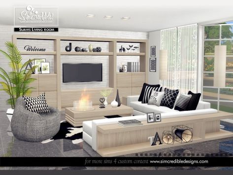 The Sims Resource - Suavis Sims 4 Living Room Set, Couch Cc Sims 4, Sims4 Cc Furniture Living Rooms, Sims 4 Cc Living Room Sets, Sims 4 Couches Cc, Sims 4 Cc Rooms, Sims 4 Living Room Cc, Mod Living Room, Living Room Sims 4