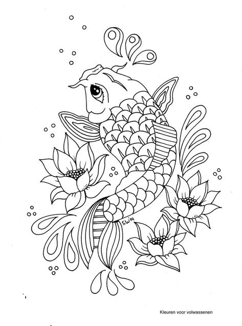 Koi Fish Colors, Fish Printables, Fish Coloring, Koi Fish Drawing, Fish Coloring Page, Carpe Koi, Easter Coloring Pages, Fish Drawings, Doodle Coloring