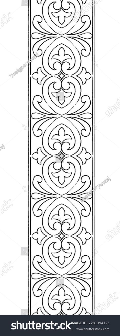 Ornament Drawing, Border Embroidery Designs, Border Embroidery, Hand Work Embroidery, Pola Sulam, Stencil Patterns, Carving Designs, Handwork Embroidery Design, Hand Embroidery Design Patterns