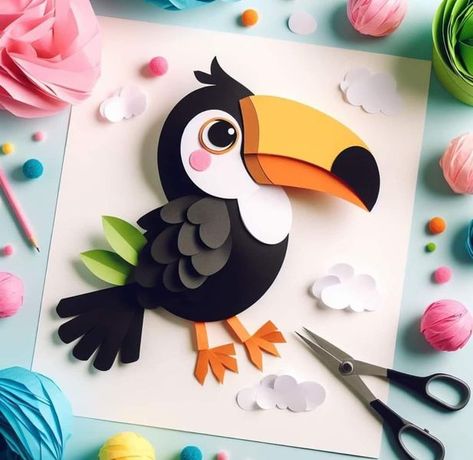 Schools, Colleges & University - Education Toucan Craft, Art Classroom Posters, Easter Chick Craft, Diy Crafts For School, Photo Frame Crafts, Construction Paper Crafts, Monster Coloring Pages, Fun Arts And Crafts, Bottle Cap Crafts