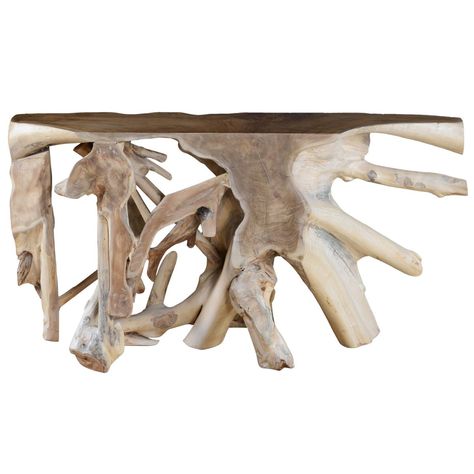 Cypress Root Console Table 70-71" - Occasional Tables - Furniture - Products | Handcrafted & Sustainable Furnishings Root Console Table, Teak Root Console, Trunk Furniture, Tree Root, Urban Rustic, Rustic Bedding, Home Altar, Outdoor Bar Stools, Furniture Care